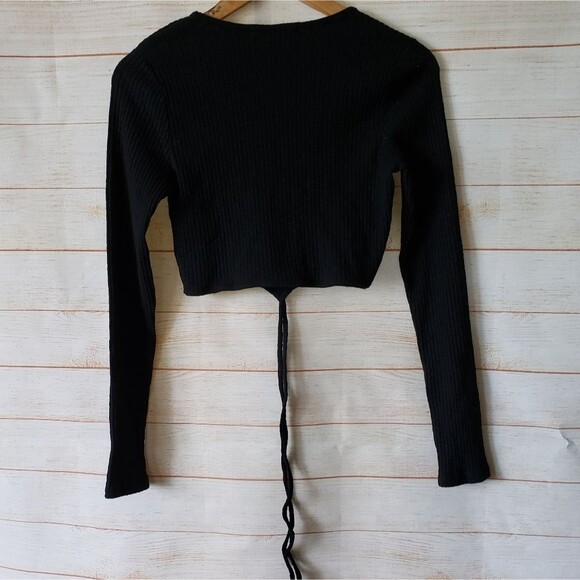 Project Social T Ribbed Stretchy Cropped Long Sleeve Top Women's Large - Picture 4 of 6